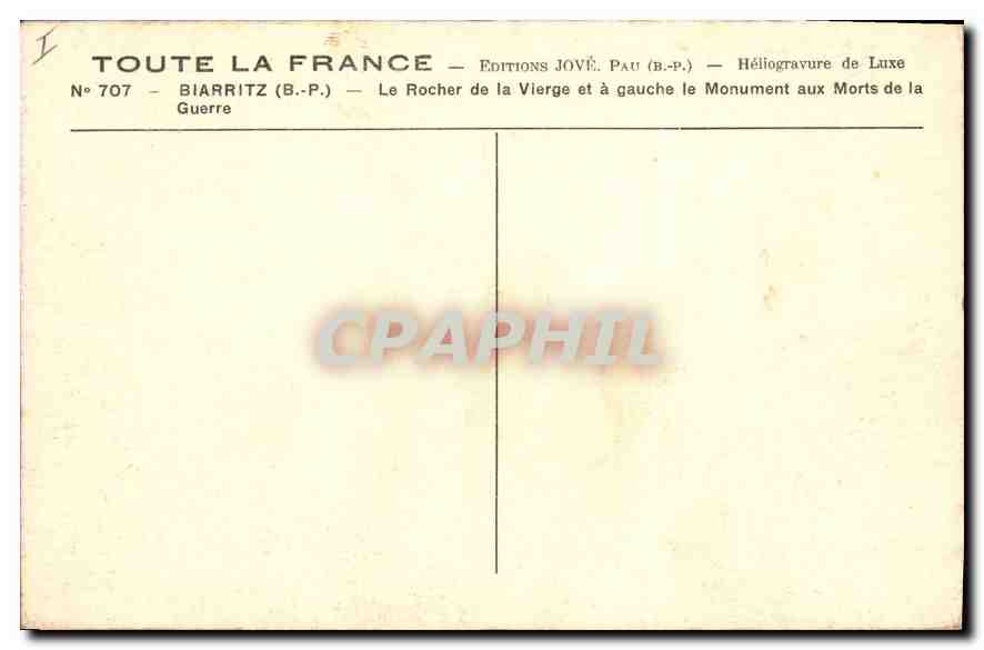 CPA Biarritz Le Rocher de la Vierge et a gauche le Monument aux Morts de la Guere  — Verso