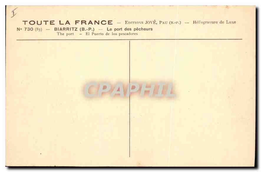 CPA Biarritz Le port des pecheurs  — Verso