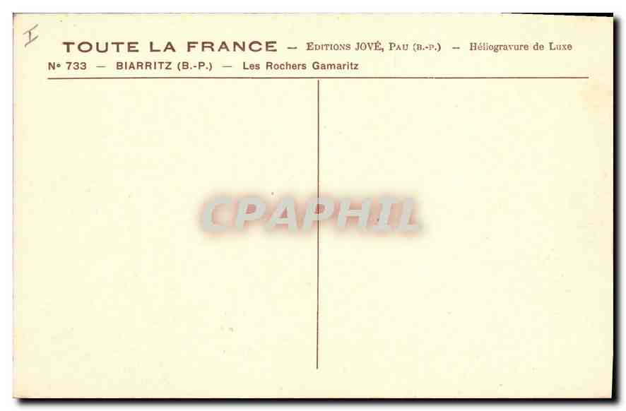 CPA Biarritz Les Rochers Gamaritz  — Back