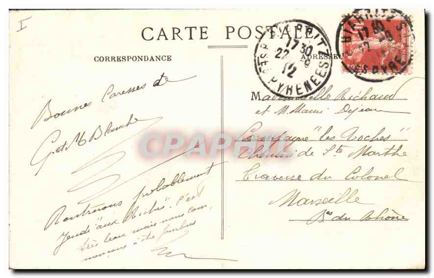 CPA Biarritz Pittoresque Rocher du Basta  — Verso