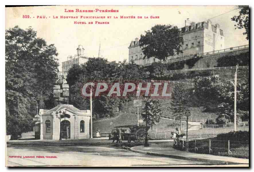 Pau - Le Nouveau Funiculaire et la Montée de la Gare - Hôtel de France