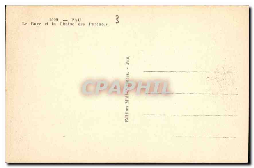 CPA Pau Le Gave et la Chaine des Pyrenees  — Verso