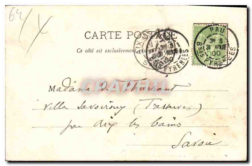 Pau (B.-P.) - Le Palais d'Hiver & le Pont Oscar II — G. Fondarré et fils, édit., Orthez (B.-P.) — Achterkant
