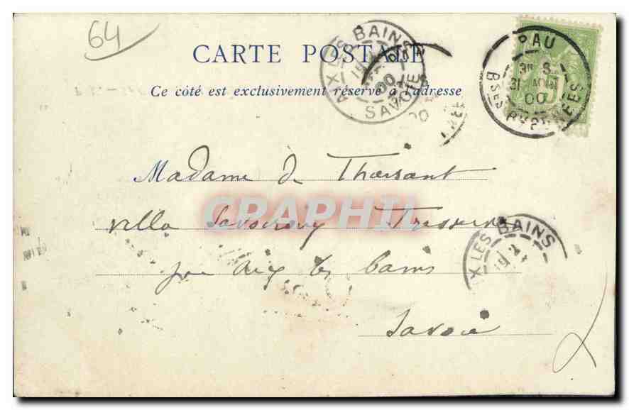 PAU — Le Château, Côté du Parc — Alb. Tossandus — Achterkant