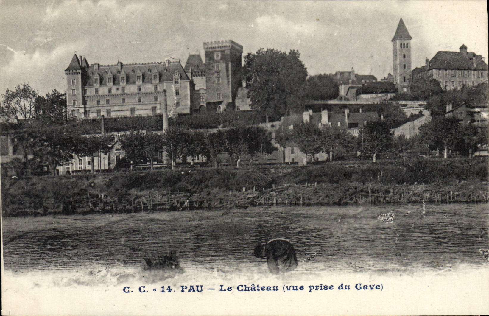 Pau — Le Château (vue prise du Gave) — C. C. - 14