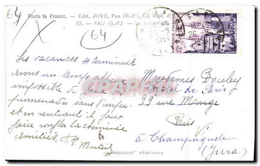 CPM Toute la France Pau  — Verso