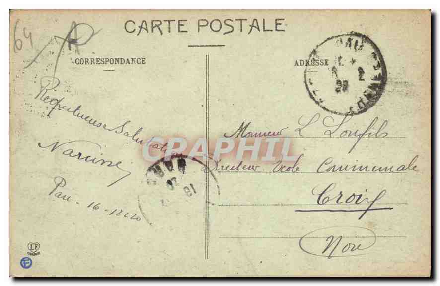 CPA Pau Vue generale sur Le Gave  — Verso