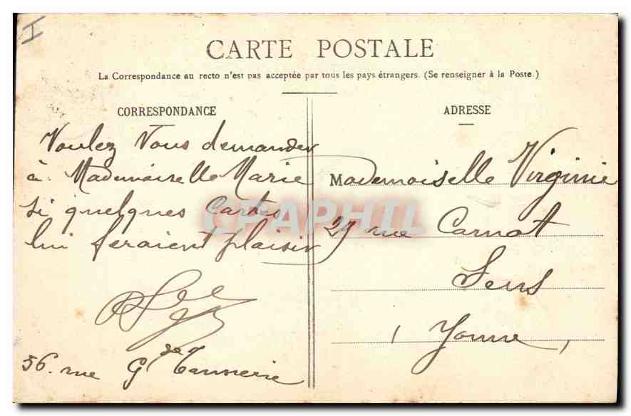CPA Troyes La Fontaine Argence  — Verso