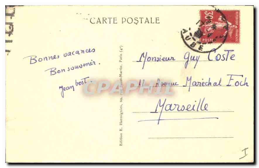 Le Vieux Troyes — Rue Paillot de Montabert — Edition E. Harmignies, Paris (4e) — Verso