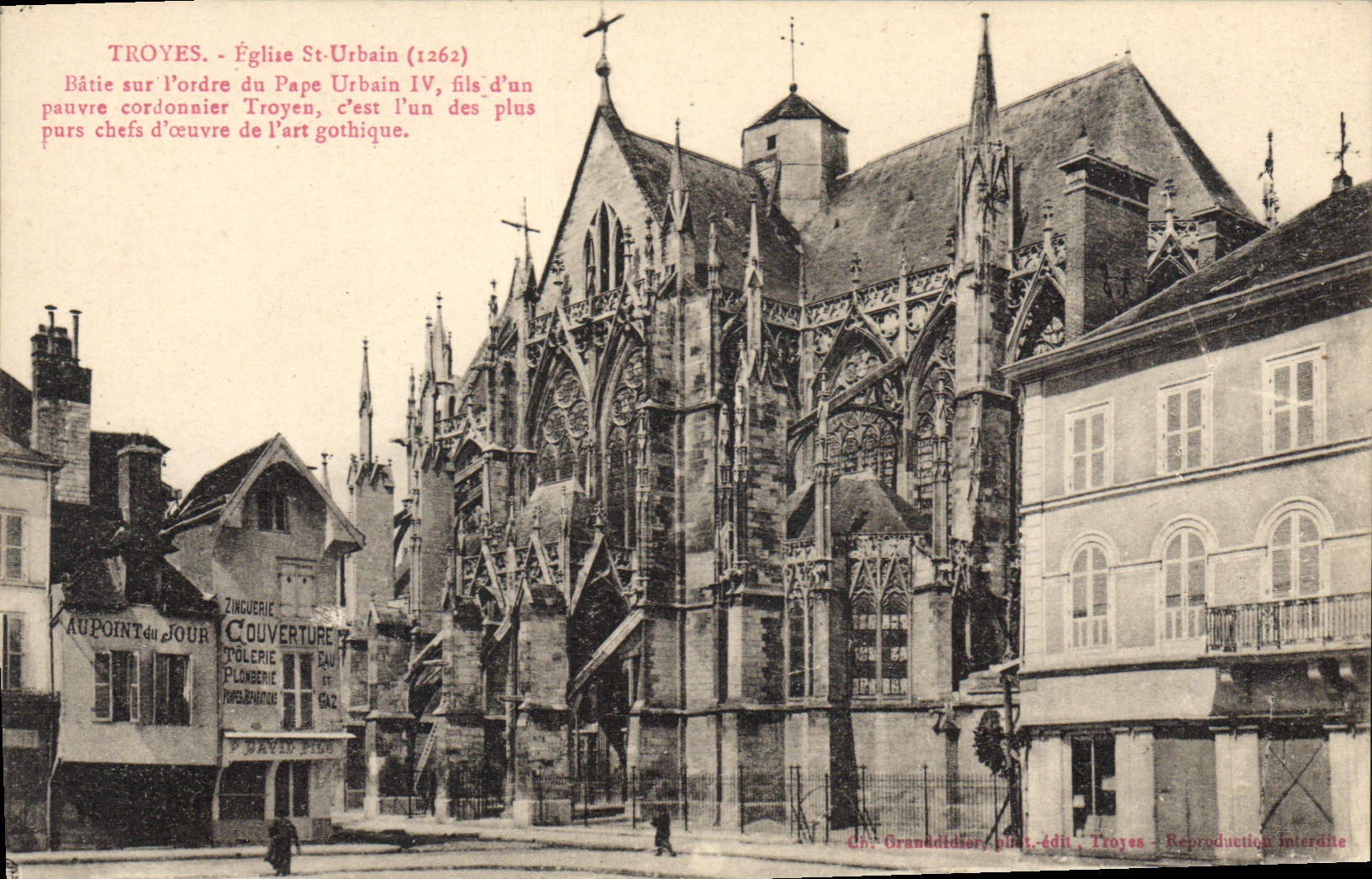 Troyes - Église Saint-Urbain (1262) — éditeur Ch. Grandidier, n°1, Troyes