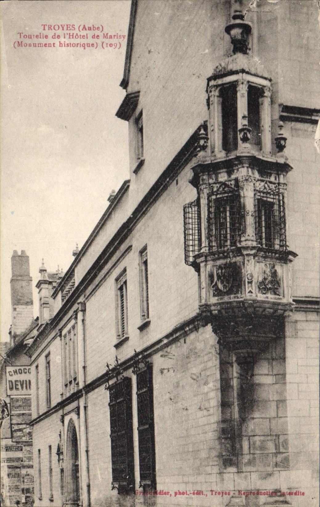 Troyes (Aube) — Tourelle de l'Hôtel de Marisy (Monument historique) — Chocq Devillier, phot.-édit., Troyes