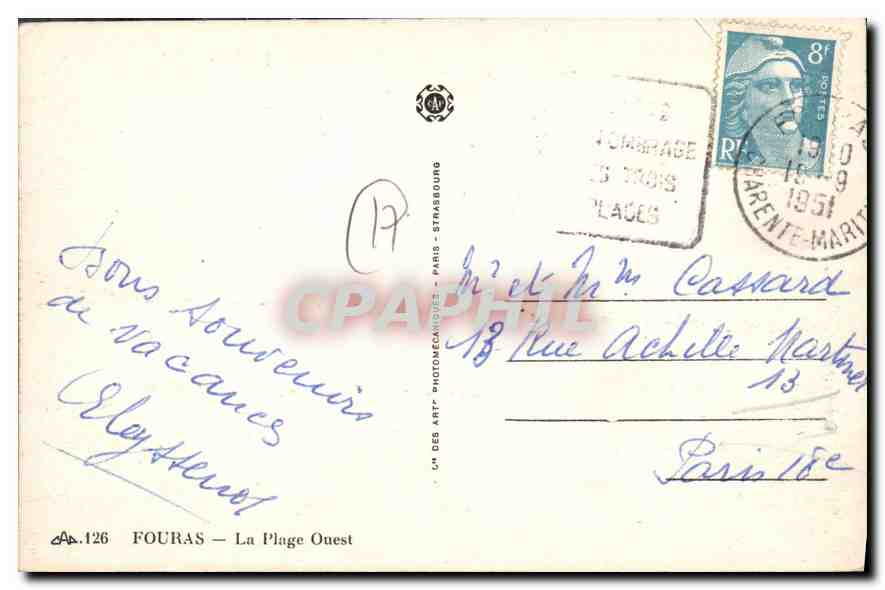CPA Fouras La Plage Ouest  — Back