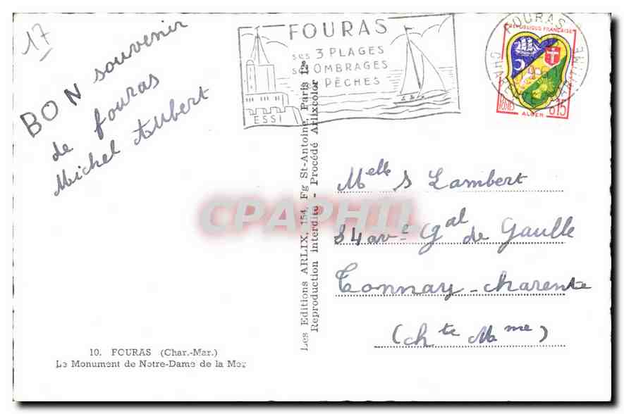 CPM Fouras Le Monument de Notre Dame de la Mer  — Rückseite