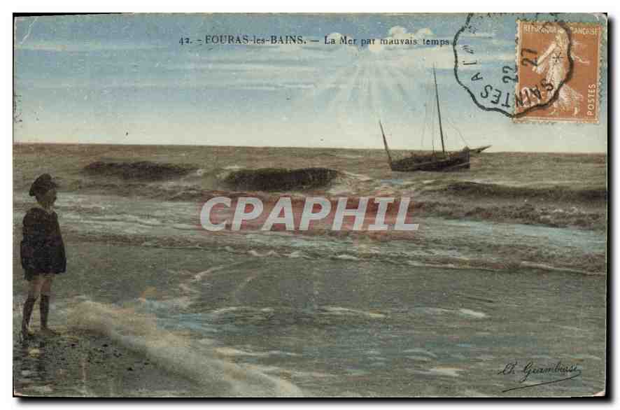 CPA Fouras les Bains La Mer par mauvais temps Bateau Enfant