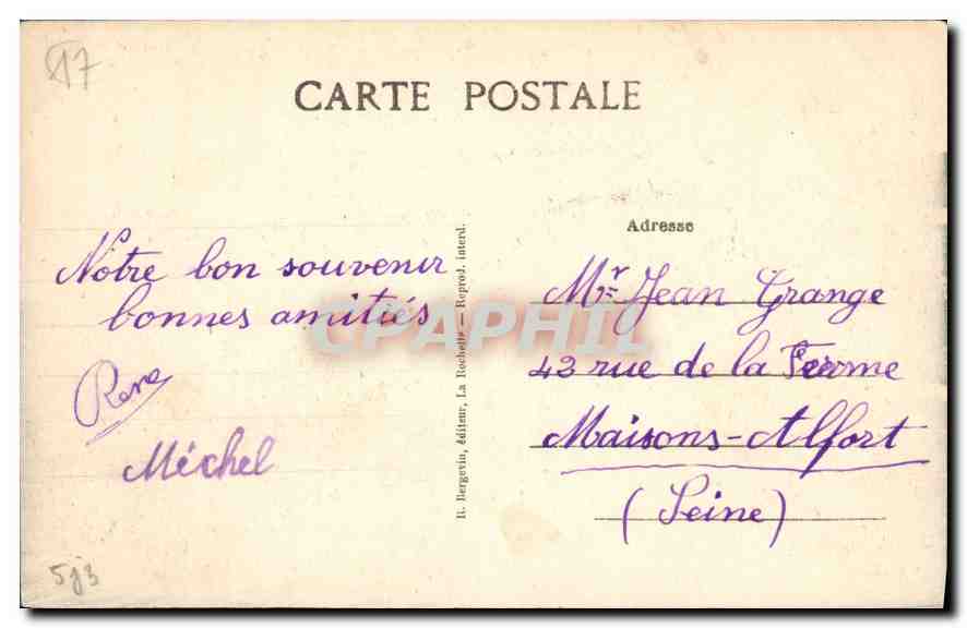 CPA Fouras Les Appontements de piche de la Corniche  — Back