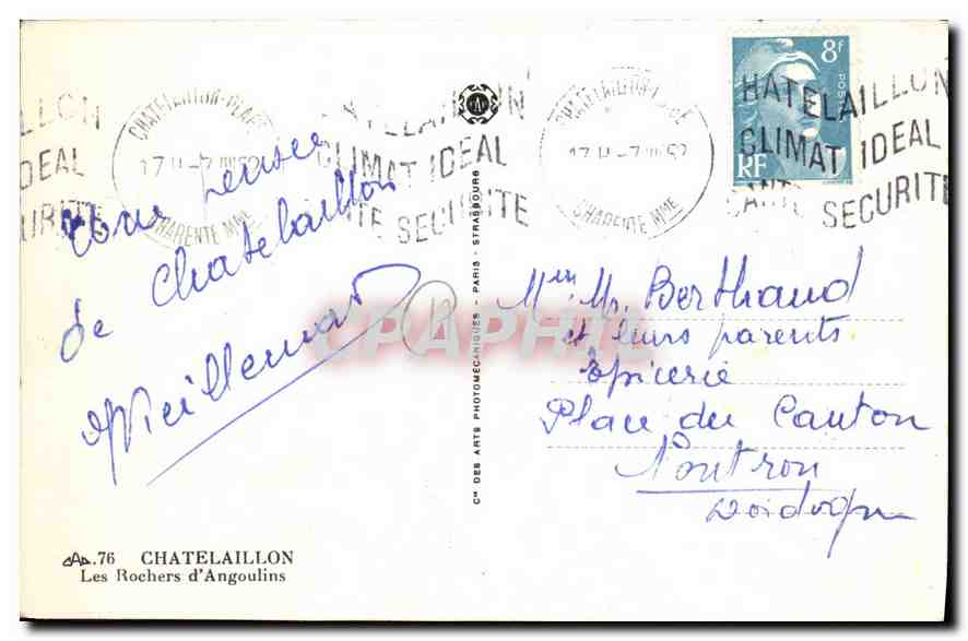CPA Chatelaillon Les Rochers d'Angoulins  — Back
