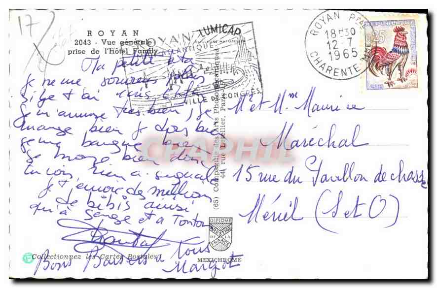CPM Royan Vue generale prise de l'Hotel Family  — Rückseite