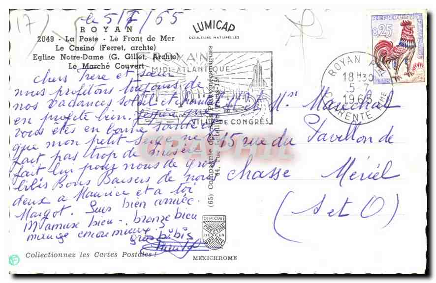 CPM Royan La Poste Le Front de Mer  — Rückseite