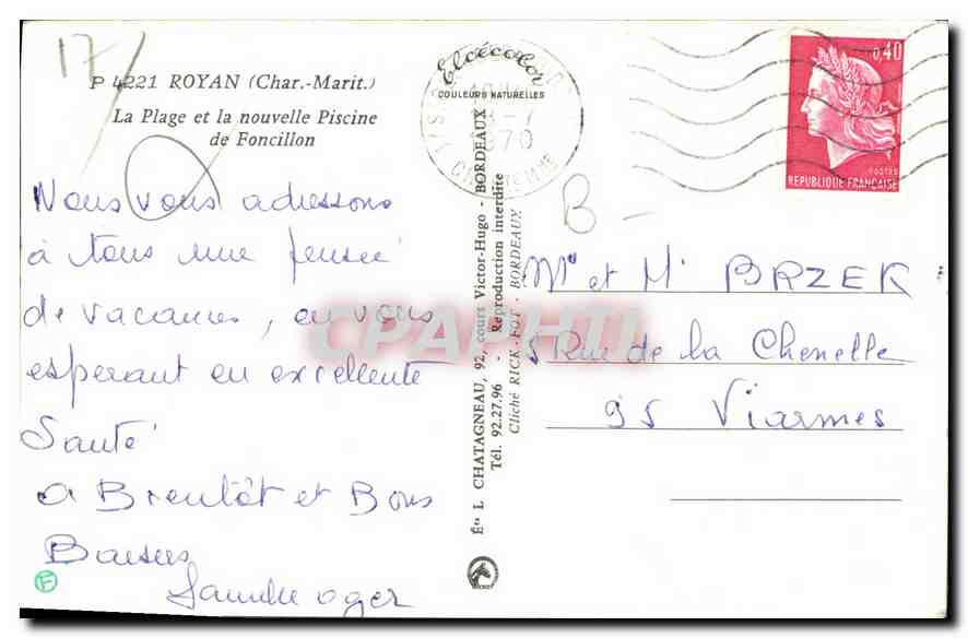 CPM Royan La Plage et la nouvelle Piscine de Foncillon  — Rückseite