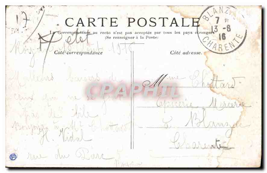 CPA Royan Boulevard St Georges vers Vallieres  — Rückseite