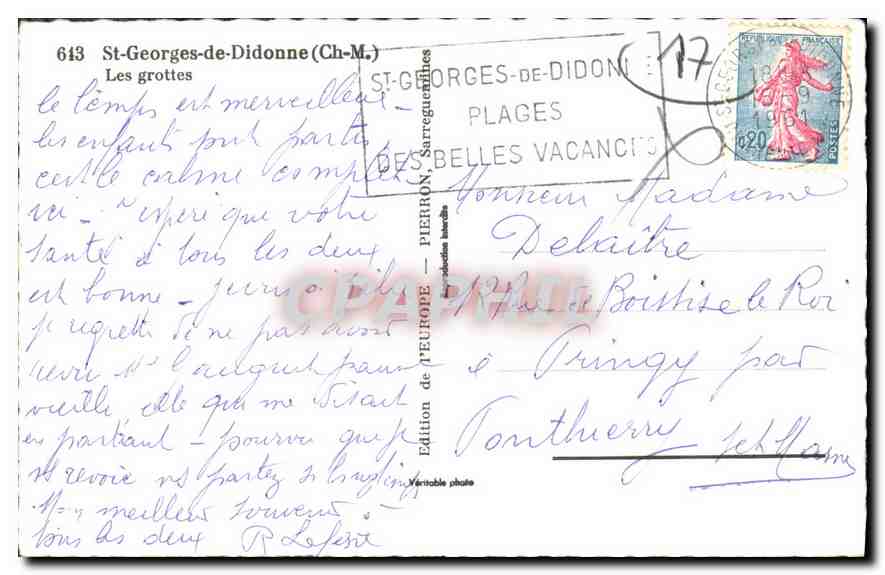 CPM St Georges de Didonne Les grottes  — Back