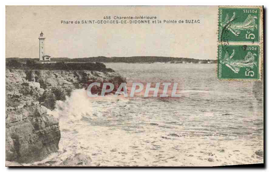 Phare de Saint-Georges-de-Diddonne et la Pointe de Suzac — Charente-Inférieure — E. BRUTON, phot. JVR, 39 O, Royan (Charente-Inférieure)