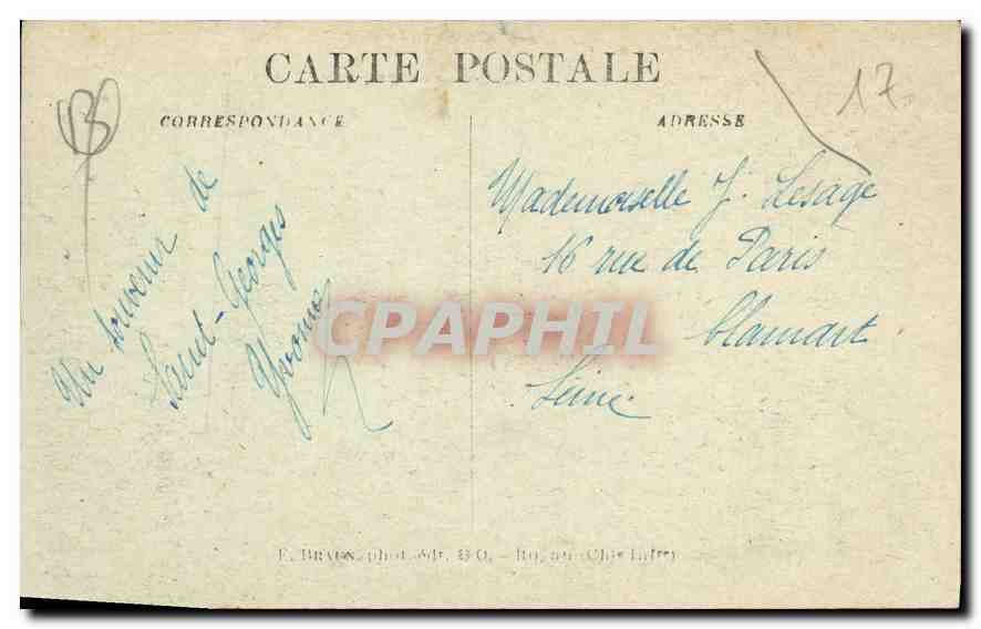 Phare de Saint-Georges-de-Diddonne et la Pointe de Suzac — Charente-Inférieure — E. BRUTON, phot. JVR, 39 O, Royan (Charente-Inférieure) — Rückseite