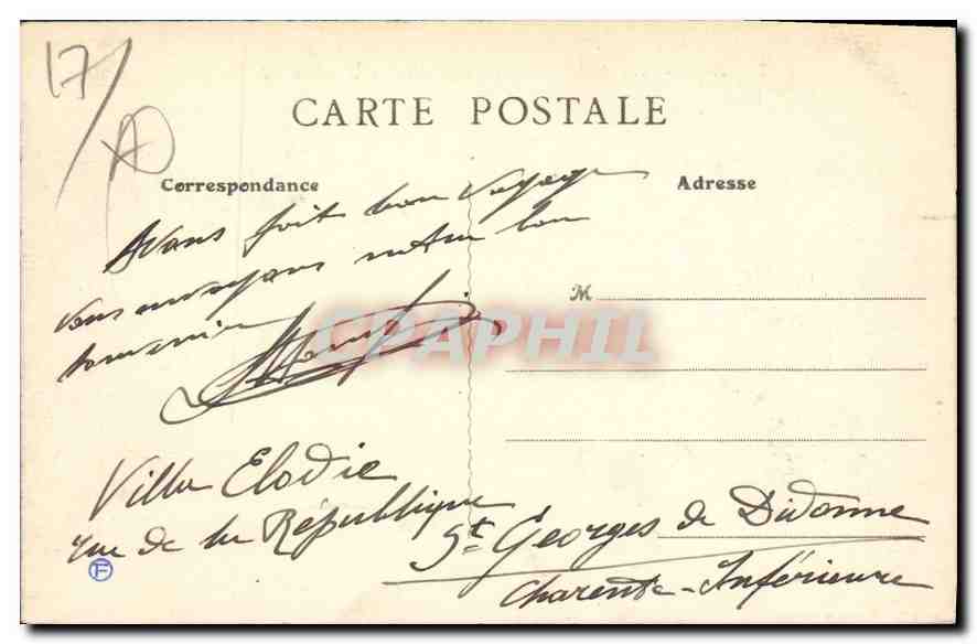 Saint-Georges-de-Didonne (Charente-Inf.) — Une Roche de Vallières — Éditeur inconnu, n° 17 — Rückseite