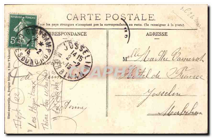 CPA Guingamp La Chapelle de l'Hopital  — Rückseite