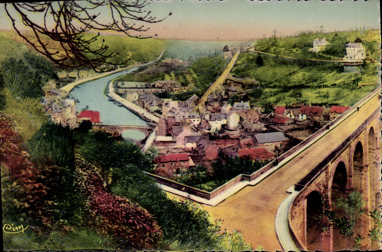 Dinan (C.-du-N.) — Vue Générale sur le Vieux Pont, le Viaduc et la Rance — Cim