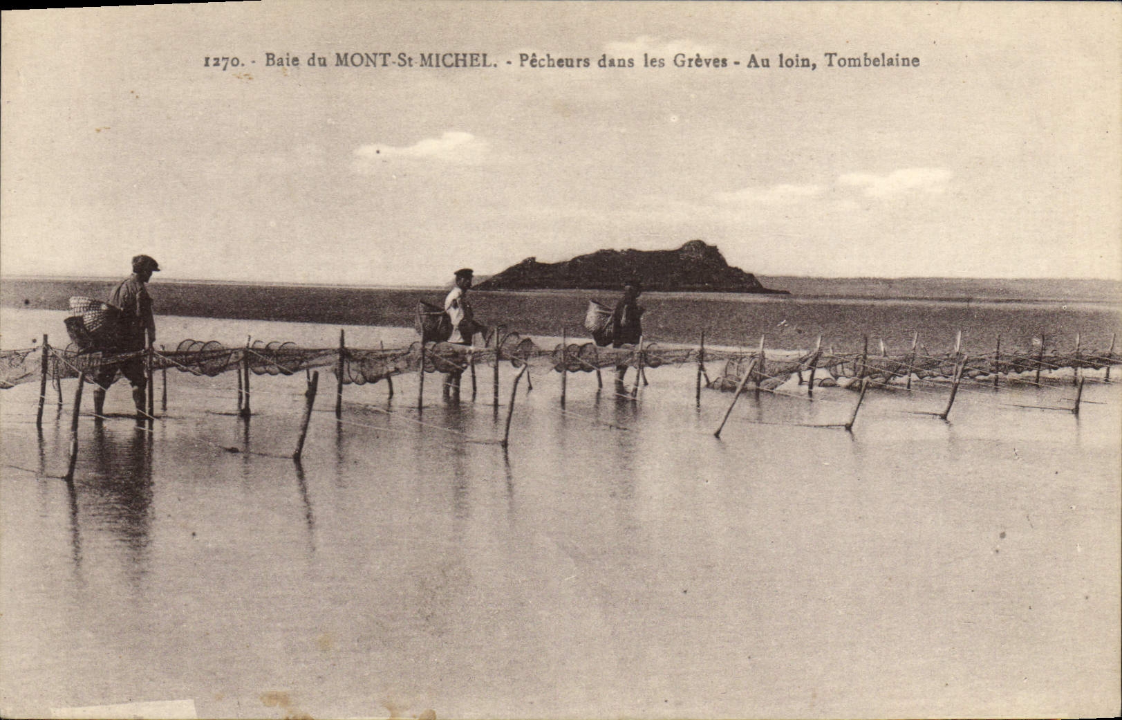 Bay of Mont-Saint-Michel — Fishermen on the Beaches — In the distance, Tombelaine — Laurent Nel, Rennes, n°1270