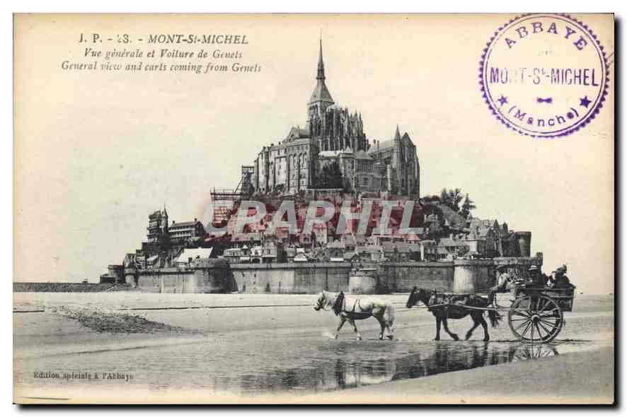 Mont-Saint-Michel — Allgemeiner Blick und Genets-Kutsche — Sonderausgabe in der Abtei