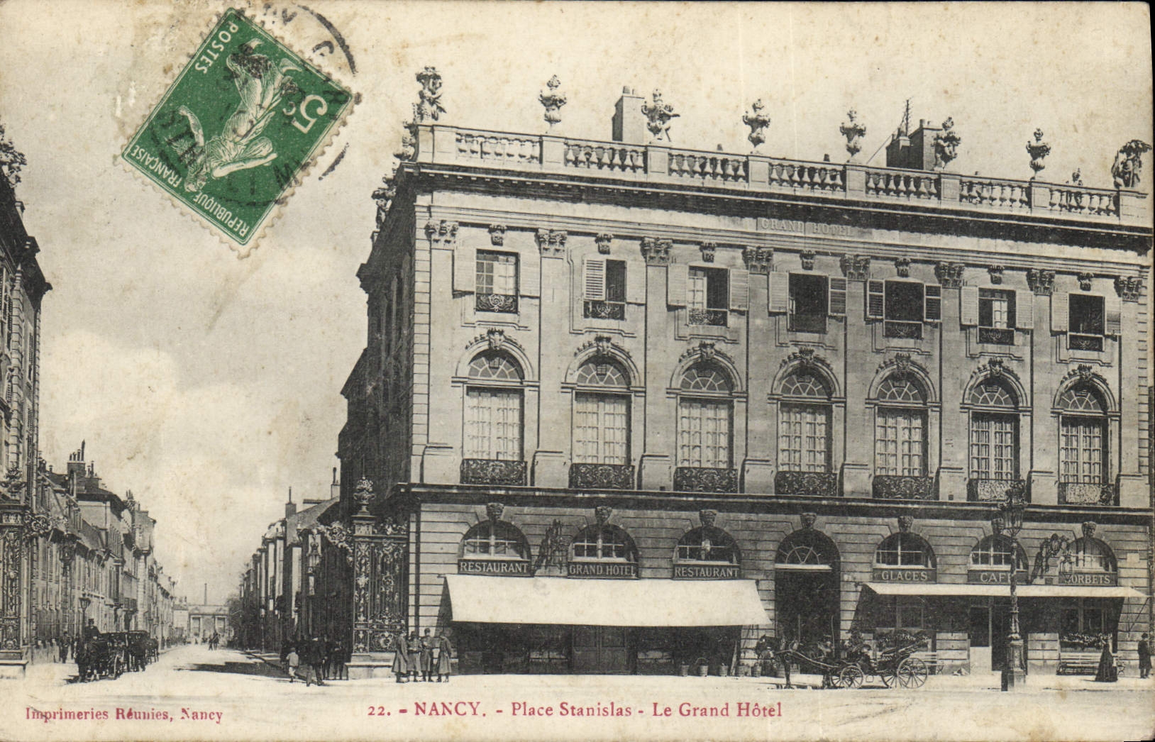 Antike Ansichtskarte Nancy Place Stanislas Le Grand Hotel