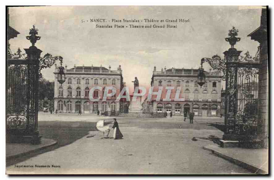 CPA Nancy Place Stanislas Theatre et Grand Hotel 