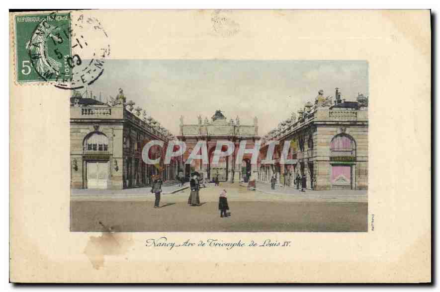 CPA Nancy Arc de Triomphe de Louis XV Vignette Nancy 1909 Exposition internationale