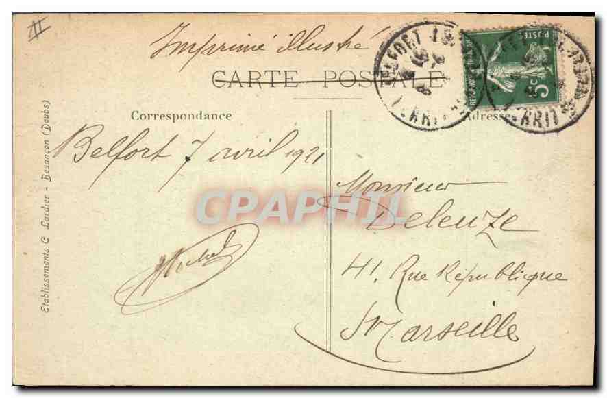 CPA Belfort Pont sur la Savoureuse  — Rückseite