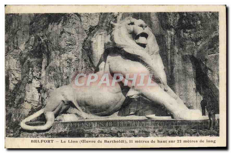 CPA Belfort Le Lion Oeuvre de Bartholdi 