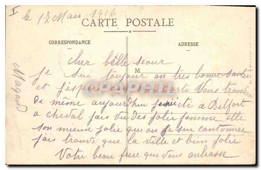 CPA Belfort La Tour de la Miotte  — Verso