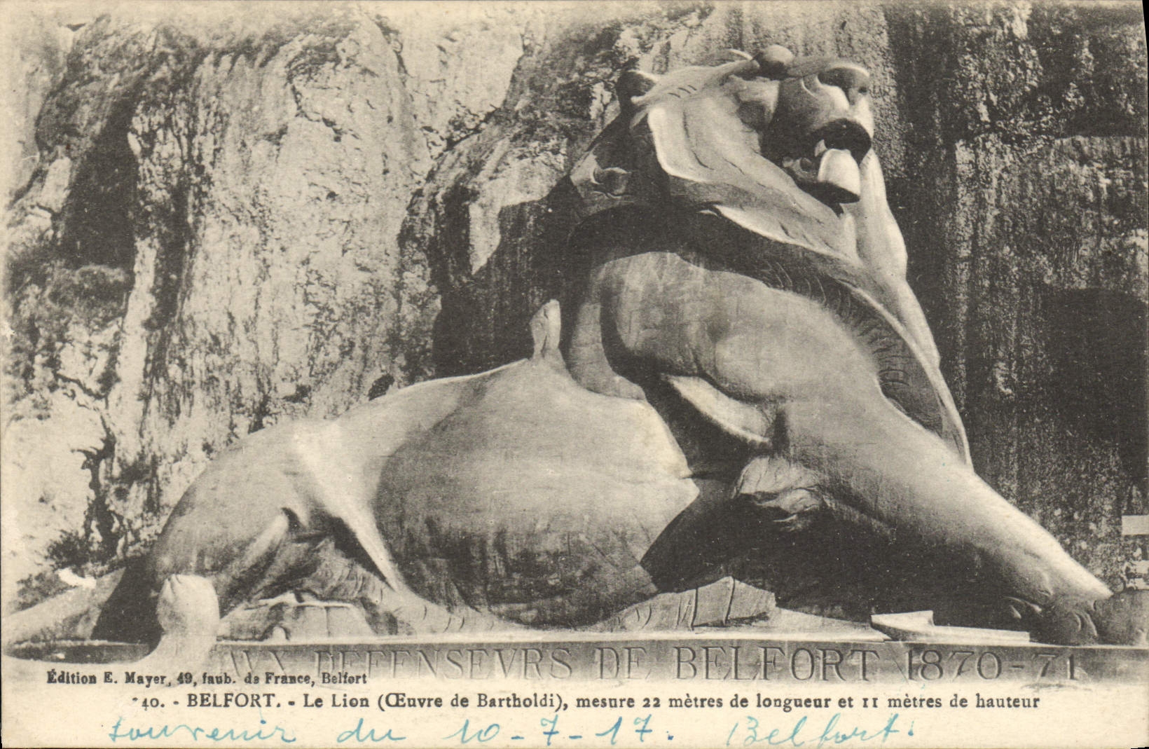 CPA Belfort Le Lion Euvre de Bartholdi 