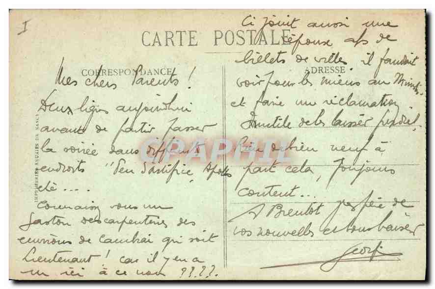 CPA Belfort Le Chateau et le Lion  — Back
