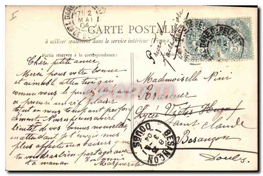 CPA Belfort Statue Quand Meme  — Verso