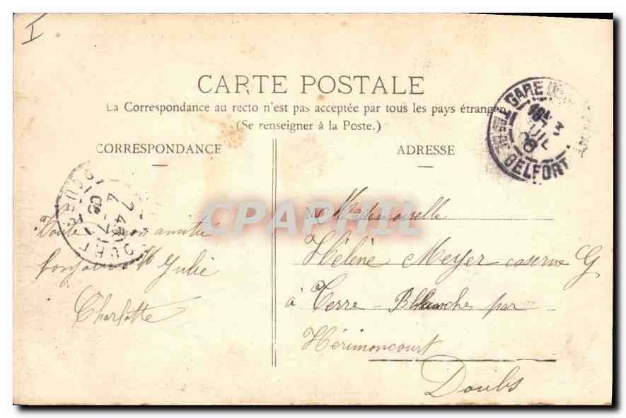CPA Belfort L'Hotel de Ville  — Verso