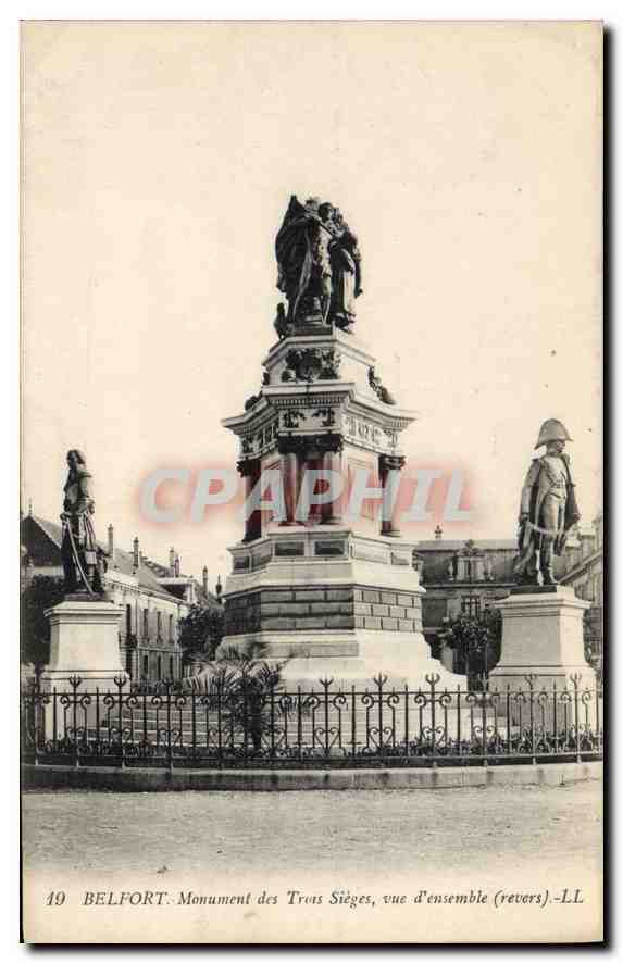 CPA Belfort Monument des Trois Sieges vue d'ensemble 