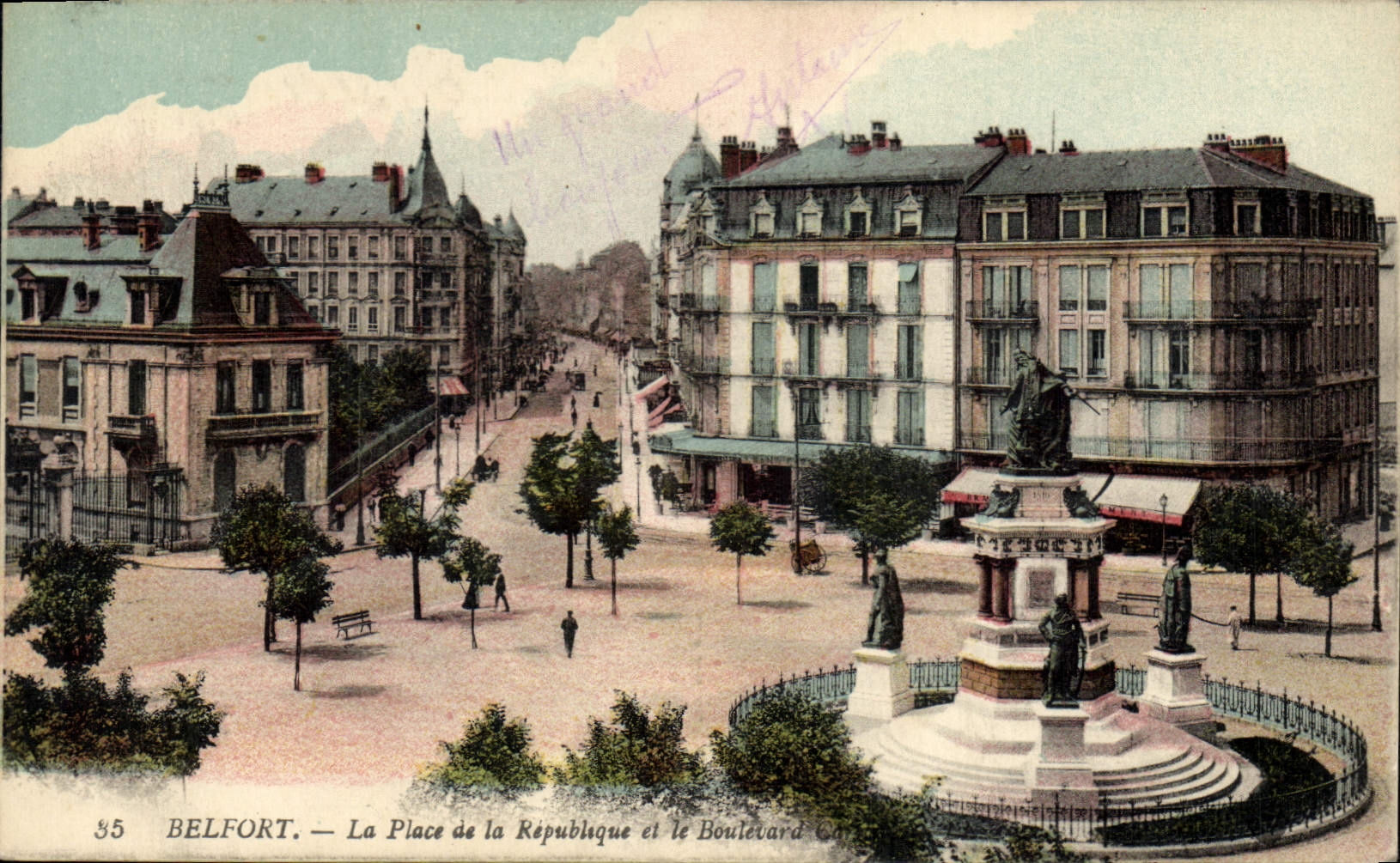 CPA Belfort La Place de la Republique et le Boulevard 