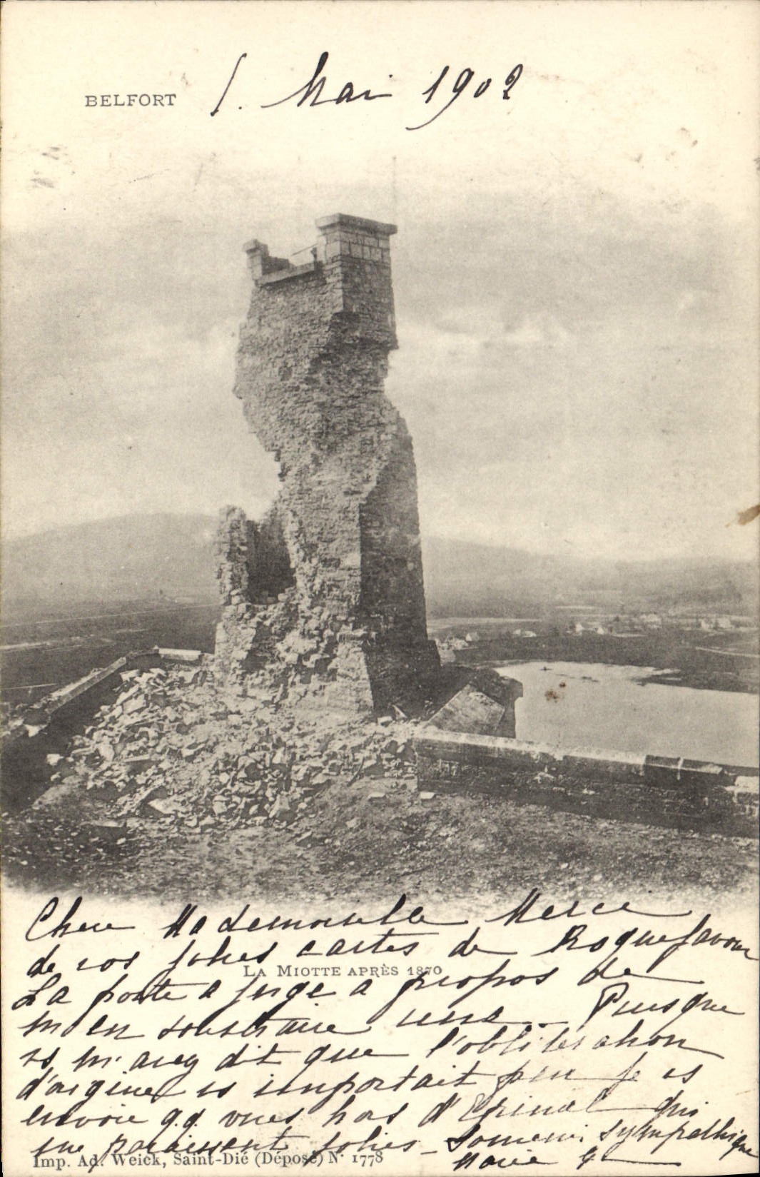 CPA Belfort La Miotte Apres 1870 