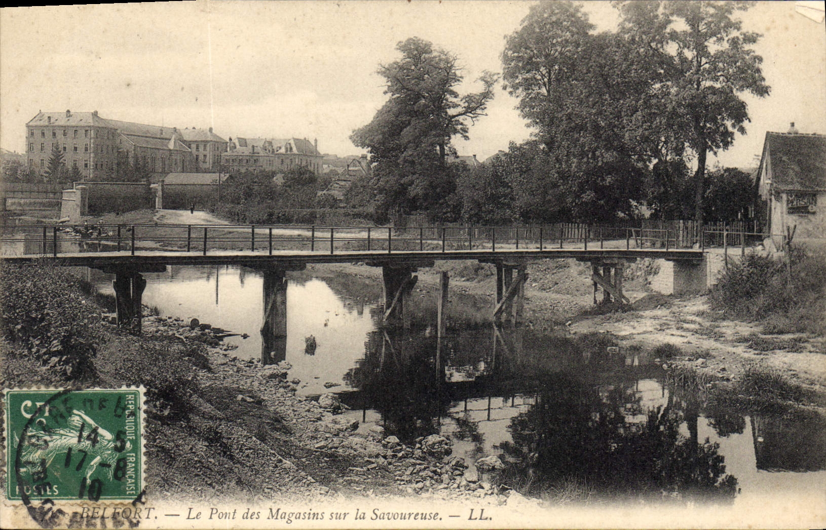 CPA Belfort Le Pont des Magasins sur la Savoureuse 