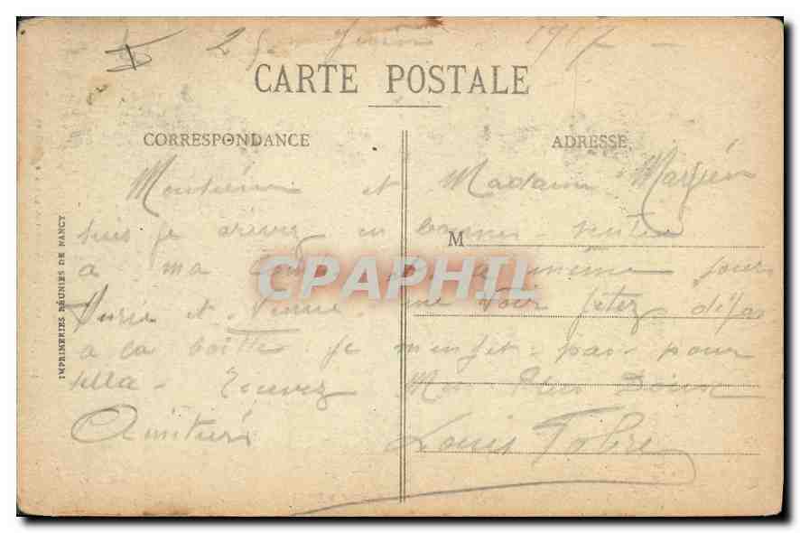 CPA Belfort Le Monument des Mobiles  — Verso