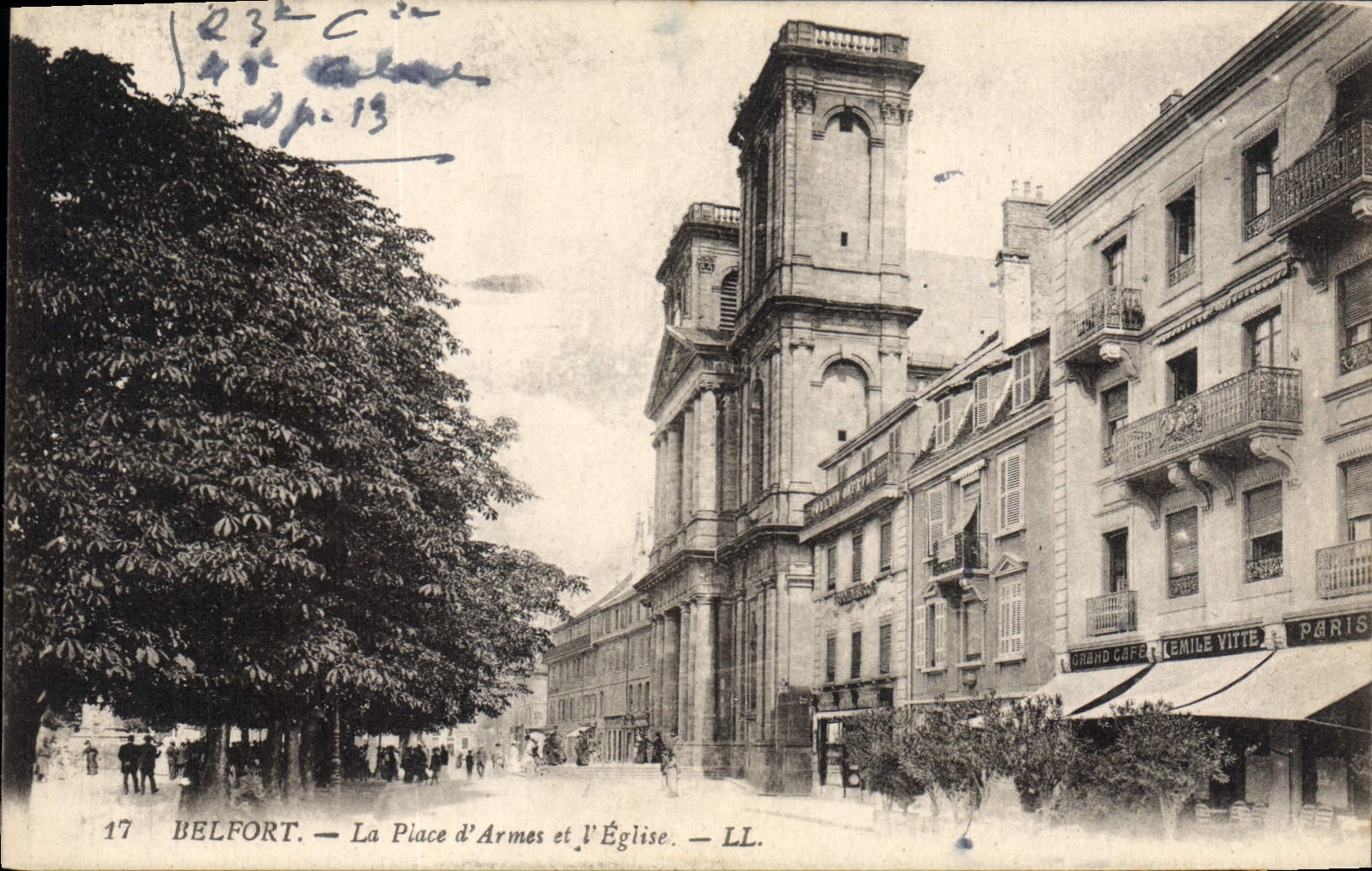 CPA Belfort La Place d'Armes et l'Eglise 