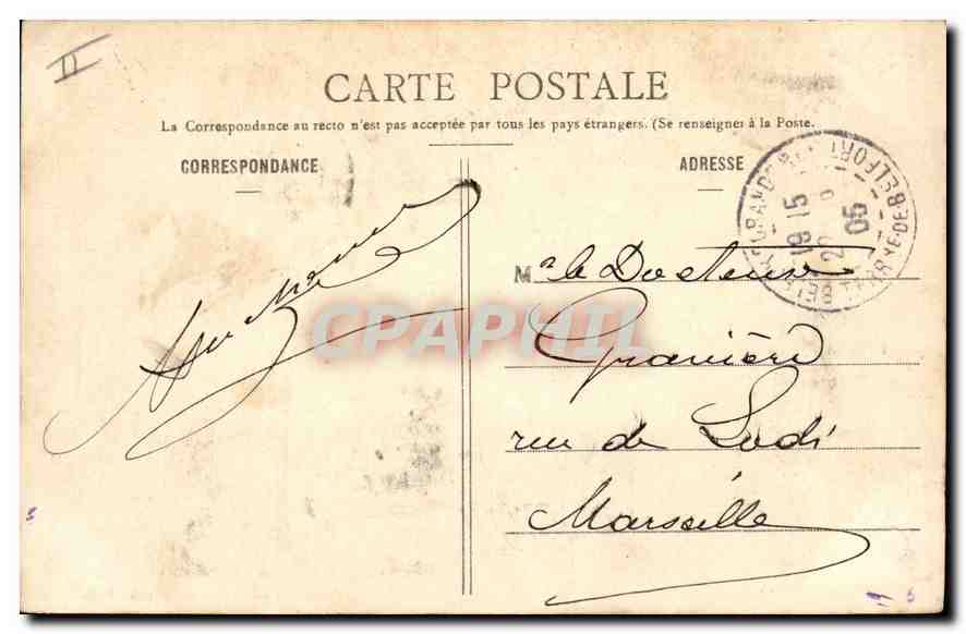 CPA Belfort Caserne Friedrich Militaria — Verso