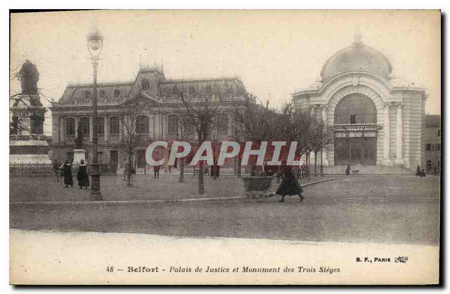 CPA Belfort Palais de Justice et Monument des Trois Sieges 
